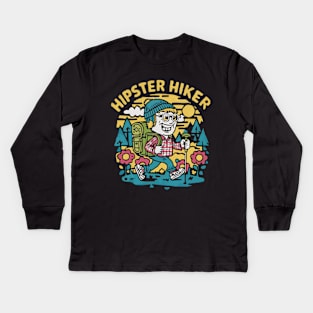 The hipster hiker funny hiker shirt Kids Long Sleeve T-Shirt